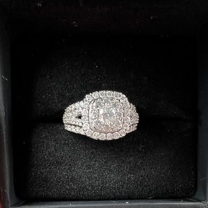 2.5 CT. Zales Engagement Ring Diamond Double Cushion Frame Split Shank